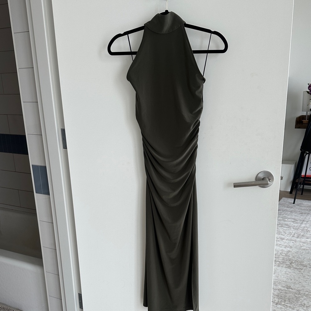 Aritzia Dark Green Backless Dress